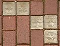 Stolpersteine vor dem Haus Obertorstraße 5 für Eugen und Hedwig Chana Herze sowie Hermann, Sophie und Ingrid Friedheim