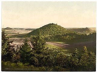 Drei Gleichen um 1900, (v. l. n. r.:) Wachsenburg, Burg Gleichen, Mühlburg. Kamerastandpunkt war der Röhnberg.