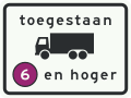 C22a5: Onderbord bij bord C22a: milieuzone toegankelijk voor vrachtauto’s emissieklasse 6