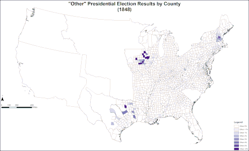 Map of "Other" presidential election results by county