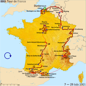 2001 Tour de France rotası