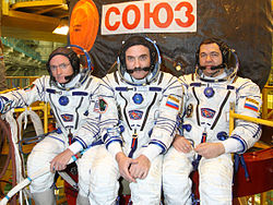 v.l.: Scott Kelly, Alexander Kaleri, Oleg Skripotschka