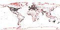 world map with Wikipedia coordinates created with PostGIS and QGIS (filter)