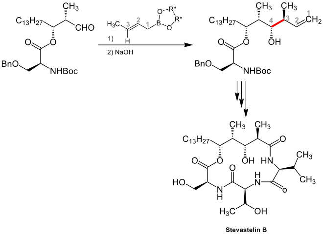 Anwendung der Roush-Reaktion in der Synthese von Stevastelin B nach Yamamoto