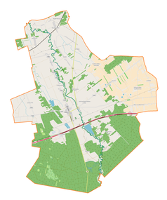 Mapa konturowa gminy Bolimów, na dole znajduje się punkt z opisem „Ziemiary”