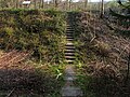 Ansicht vom rückwärtigen Graben auf den Wall des Burggrabens