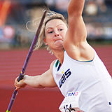 Kimberley Mickle Rang sechs mit 57,46 m