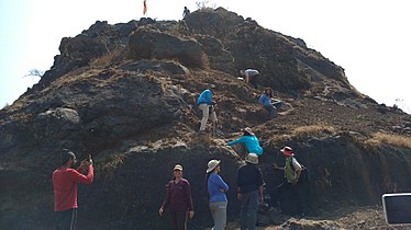 Climbing the last rock patch