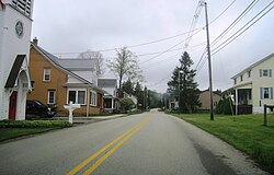 Northbound Lambertsville Road in the center of the village