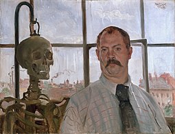 Lovis Corinth Selbstbildnis mit Skelett, 1896