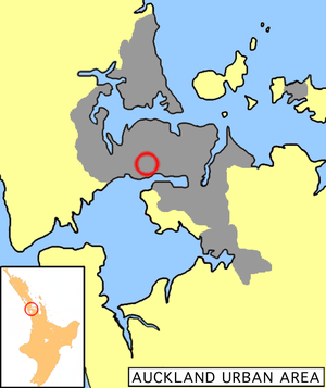 Location of Mount Roskill in Auckland.