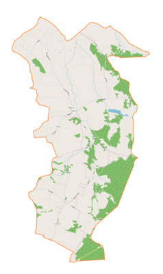 Mapa konturowa gminy Radgoszcz, na dole znajduje się punkt z opisem „Luszowice”