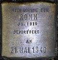 Stolpersteine für ein Romm (Wißmannstraße 1a)