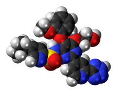 Space-filling model of the tezosentan molecule