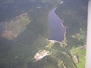 Luftaufnahme der Dreilägerbachtalsperre