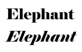 Die digitale Fat-Face-Schriftart „Elephant“ von Matthew Carter. Oben der normale, unten der kursive Schnitt.[41]