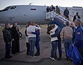 Die Crew bei der Wiederankunft in Baikonur