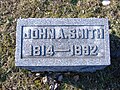 Gravestone of John Armstrong Smith located at Hillsboro Cemetery in Hillsboro, Ohio.