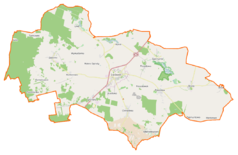 Mapa konturowa gminy Lwówek, po prawej znajduje się punkt z opisem „Brody”