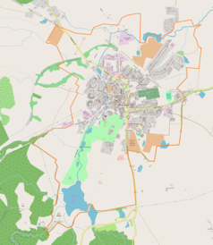 Mapa konturowa Połczyna-Zdroju, w centrum znajduje się punkt z opisem „Sanatorium Gryfb. ''Kaiserbad''b. ''Sanitätsrat Dr. Hölzl’s Kaiserbad Sanatorium''”