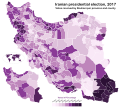 Votes received by Rouhani per province and county