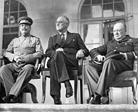 A teheráni konferencián: Sztálin, Roosevelt és Churchill