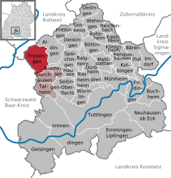 Elhelyezkedése Baden-Württemberg térképén