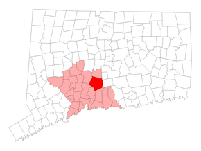 Location in New Haven County, Connecticut