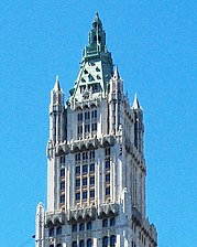 The neo-Gothic crown of the Woolworth Building by Cass Gilbert (1912)
