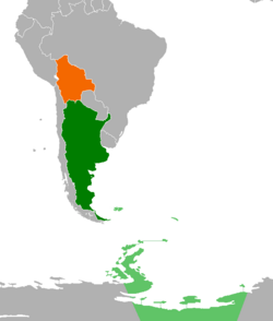 Map indicating locations of Argentina and Bolivia