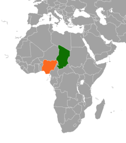 Map indicating locations of Chad and Nigeria