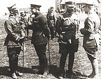 Symon Petlura i gen. Antoni Listowski, płk Wołodymyr Salski, płk Marko Bezruczko, oficerowie ukraińscy i polscy – wyprawa kijowska, Berdyczów kwiecień 1920