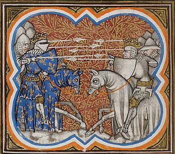 Die Schlacht von Brémule in den Grandes Chroniques de France, 14. Jahrhundert