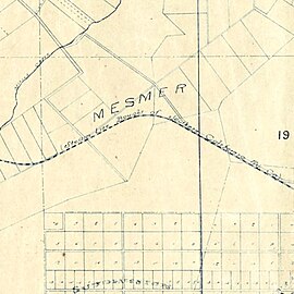 Mesmer placename along California Railway track that became Venice–Inglewood Line (map circa 1900)