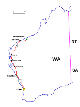 Übersichtskarte North West Coastal Highway