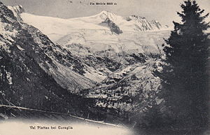 Glatscher da Plattas auf einer Ansichtskarte von ca. 1910