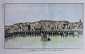 Die Flut von 1630 mit der beschädigten Kaaba, aus Eyüb Sabri