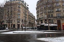 Rue d’Auteuil und Rue Jean-de-la-Fontaine im Schnee