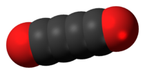 Space-filling model of the tetracarbon dioxide molecule