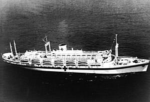 USS Mercy (AH-8) underway in San Pedro Bay, California, 15 August 1944