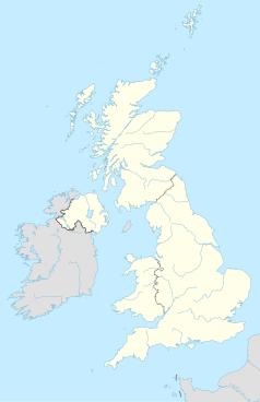 Mapa konturowa Wielkiej Brytanii, na dole po prawej znajduje się punkt z opisem „Królewskie Obserwatorium Astronomiczne w Greenwich”