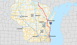 Karte der Wisconsin State Highway 32