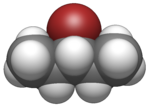 Van der Waals space filling model of 3-bromopentane