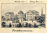 Bauten an der Dorotheenstraße mit dem Petersbrunnen, 1860