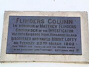 Flinders Column dedication plaque