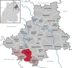 Elhelyezkedése Baden-Württemberg térképén