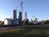 The Hueber Grain Elevators. As seen looking West. Can be seen throughout village.