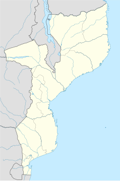 Mapa konturowa Mozambiku, blisko centrum na lewo znajduje się punkt z opisem „VPY”