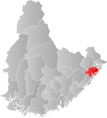 Lage der Kommune in der Provinz Agder