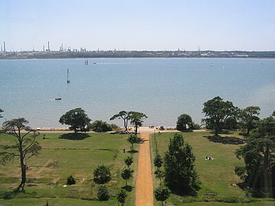 Fawley Oil Refinery from the remains of Netley Hospital in the Royal Victoria Country Park